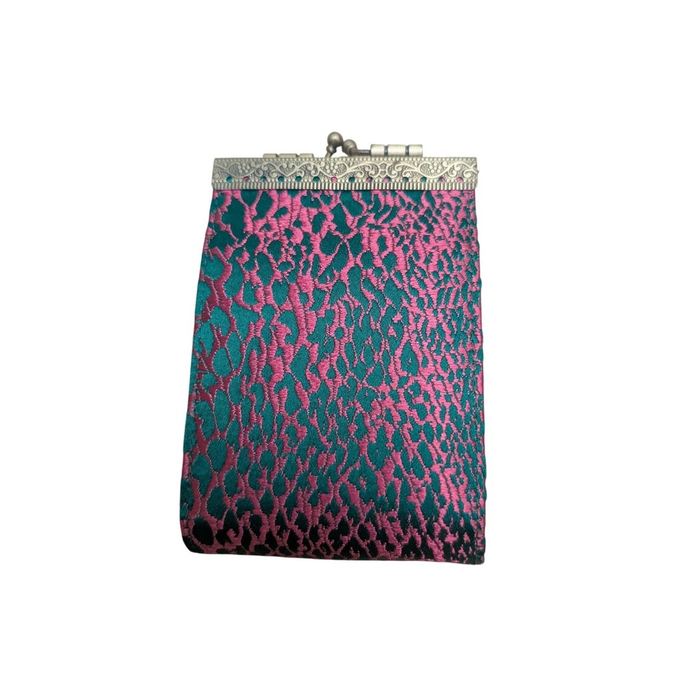 Cathayana Accordion Card Case Wallet Embroidered Jacquard Kiss Lock Victorian